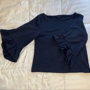 Navy sweater with ruffle 3/4 sleeves